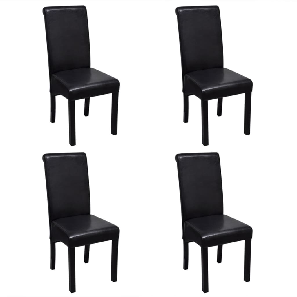 Dining Chairs 4 pcs Black Leather - 42×54.5×96cm