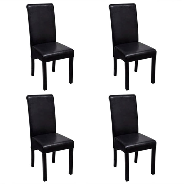  Dining Chairs 4 pcs Black Leather