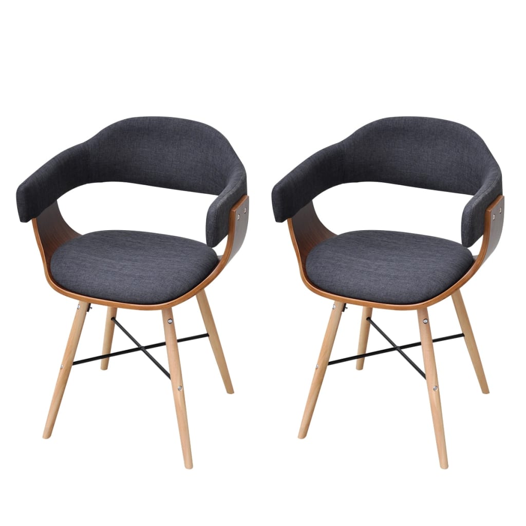 Dining Chairs 2 pcs Dark Grey Bent Wood and Fabric - 53×45×76cm