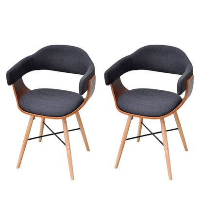 Dining Chairs 2 pcs Dark Grey Bent Wood and Fabric - 53×45×76cm