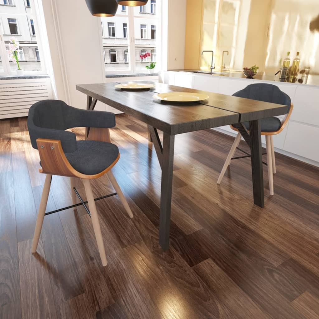 Dining Chairs 2 pcs Dark Grey Bent Wood and Fabric - 53×45×76cm