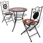 3 Piece Bistro Set Ceramic Tile Terracotta and White