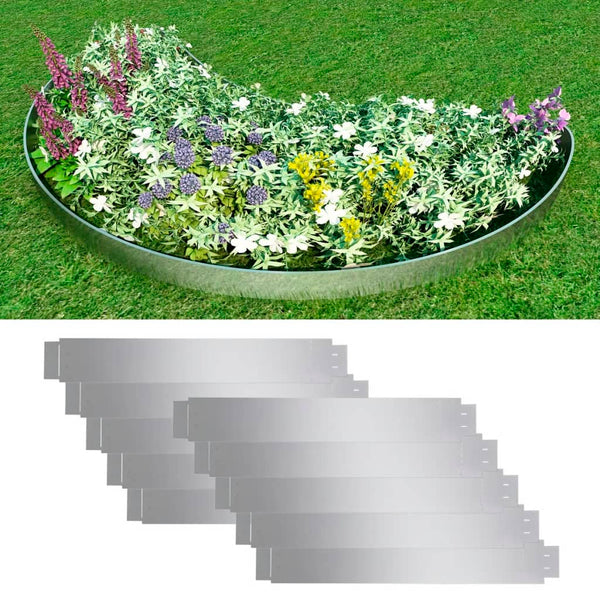  Set of 10 Fleible Lawn Fence Galvanised Steel