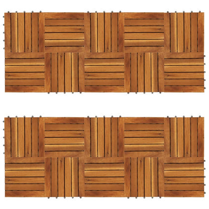 Decking Tiles Vertical Pattern Acacia Set of 20