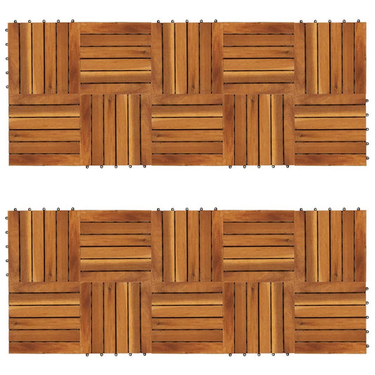 Decking Tiles Vertical Pattern Acacia Set of 20