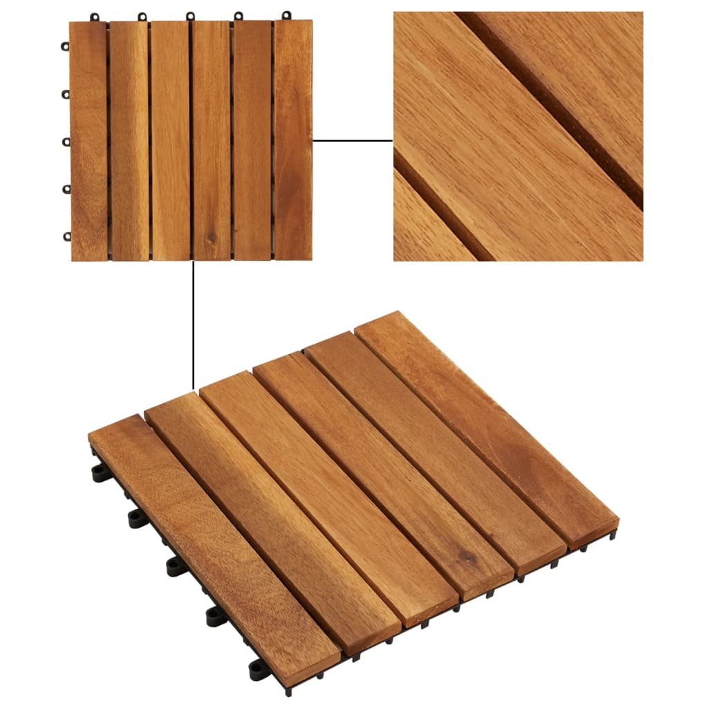 Decking Tiles Vertical Pattern Acacia Set of 20