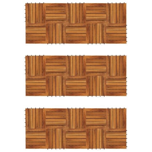 Decking Tiles Vertical Pattern Acacia Set of 30