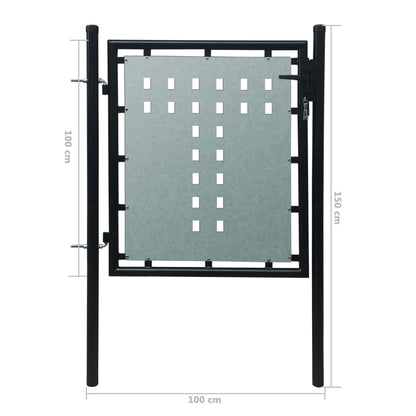 Black Single Door Fence Gate  M