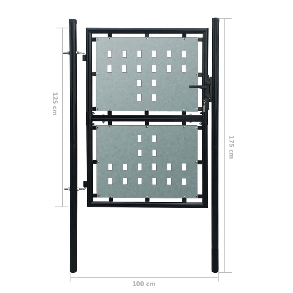 Black Single Door Fence Gate L