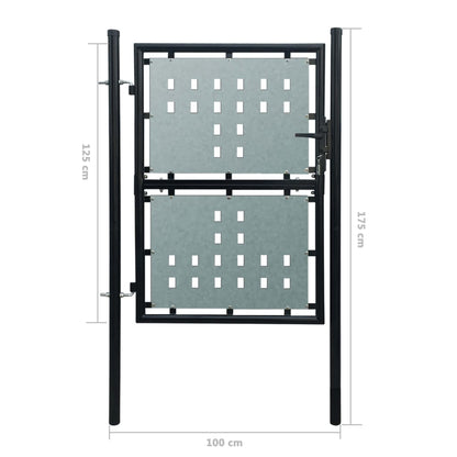 Black Single Door Fence Gate L
