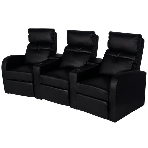  Recliner 3-seat Artificial Leather Black