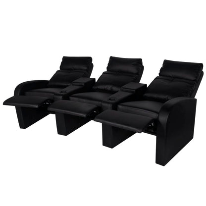 Recliner 3-seat Artificial Leather Black