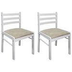 Dining Chairs 2 pcs White Solid Rubber Wood and Velvet