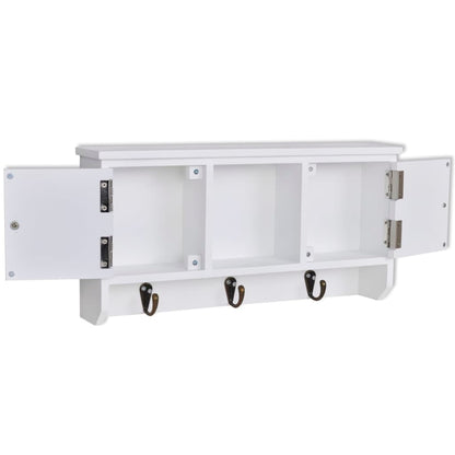 Wall Cabinet for Keys and Jewelery with Doors and Hooks