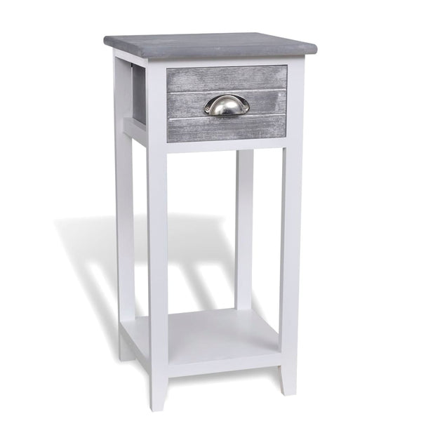  Nightstand with 1 Drawer Grey and White