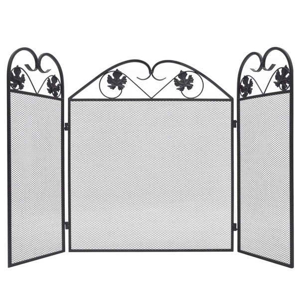  3-panel Fireplace Screen Iron Black