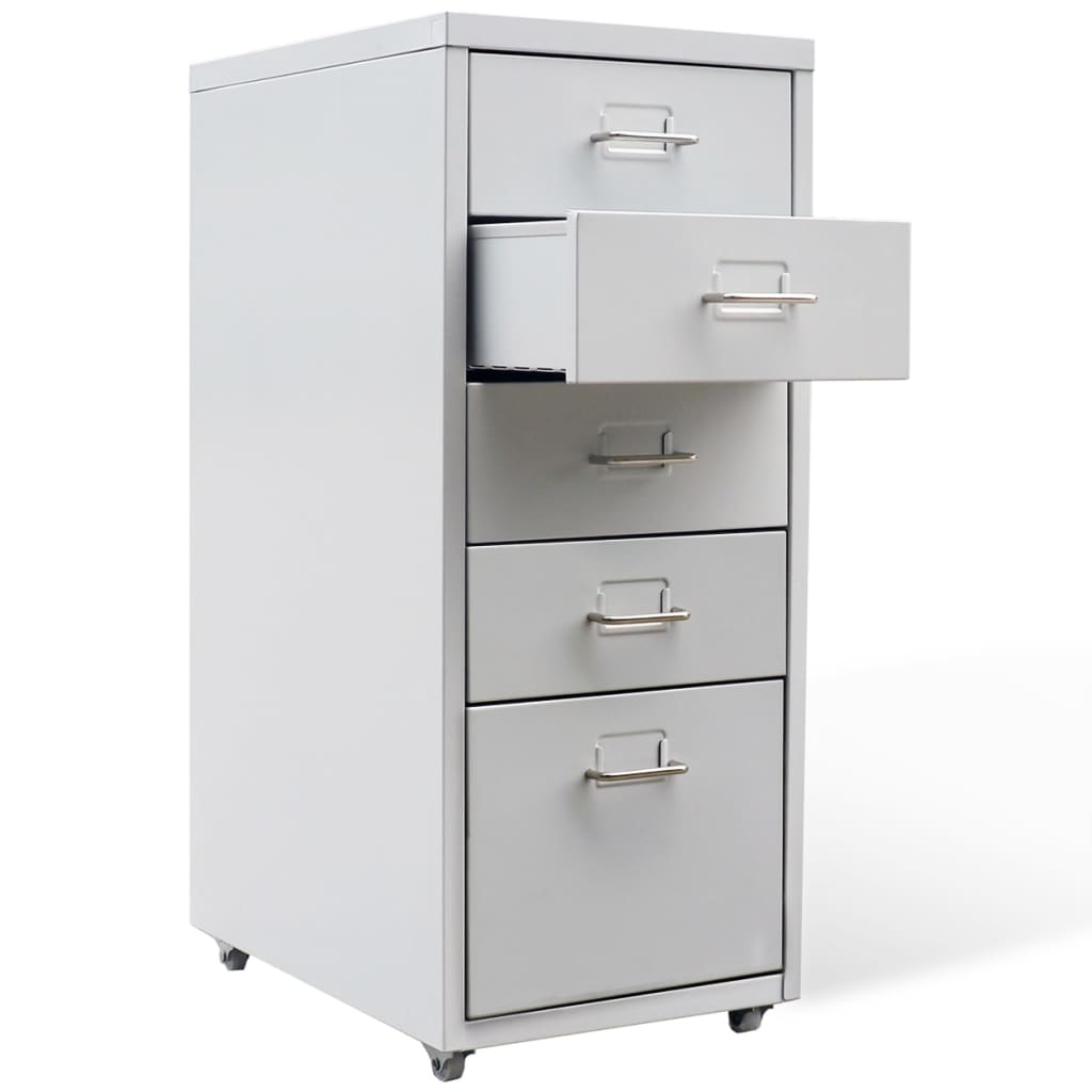 File Cabinet with 5 Drawers Grey 68,5 cm Steel