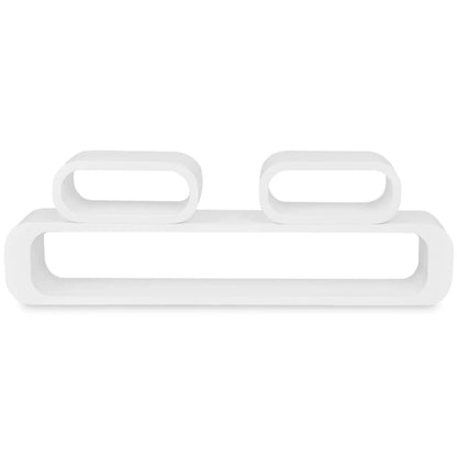3 White MDF Floating Wall Display Shelf Cubes Book/DVD Storage