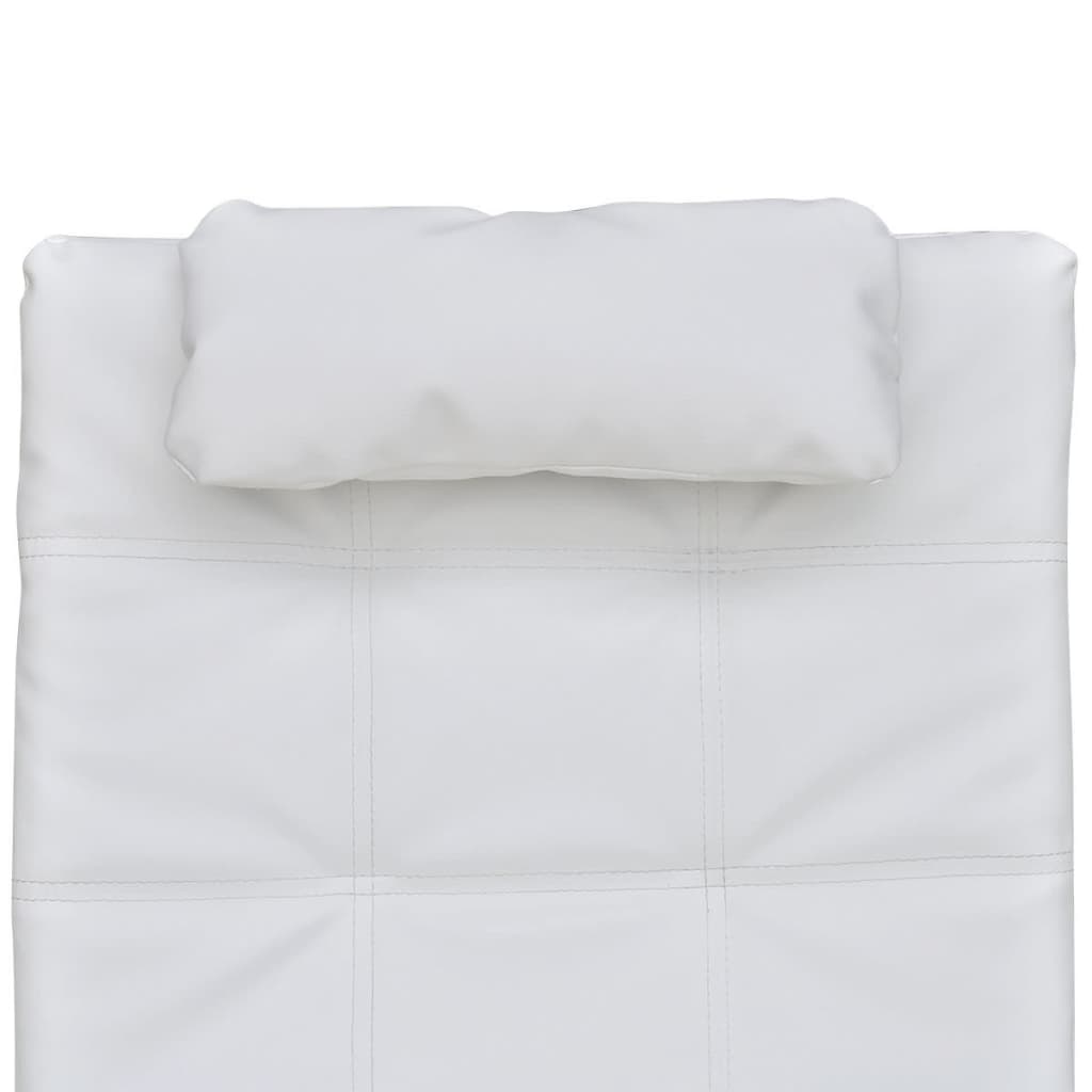 Chaise Longue with Pillow White Leather