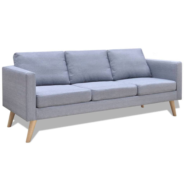  Sofa 3-Seater Fabric Light Grey