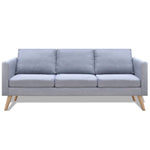 Sofa 3-Seater Fabric Light Grey