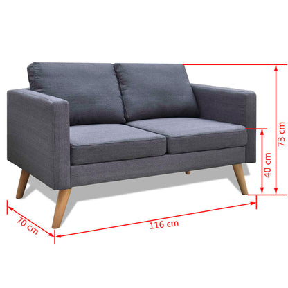 Sofa 2-Seater Fabric Dark Grey - 116×70×73cm