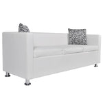 Sofa 3-Seater Artificial Leather White