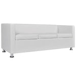 Sofa 3-Seater Artificial Leather White