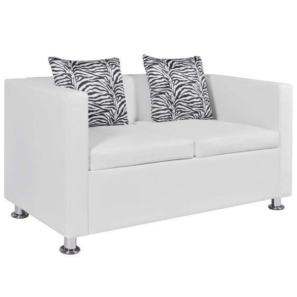  Sofa 2-Seater Artificial Leather White