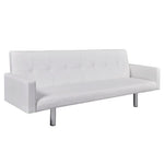 Sofa Bed with Armrest White Artificial Leather