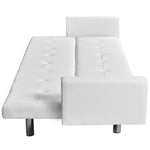 Sofa Bed with Armrest White Artificial Leather