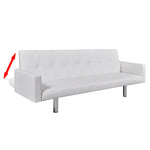 Sofa Bed with Armrest White Artificial Leather