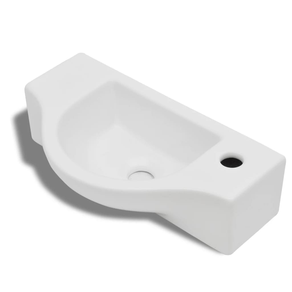 Ceramic Bathroom Sink Basin with Faucet Hole White - 450×250×120mm