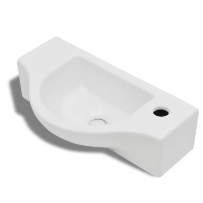 Ceramic Bathroom Sink Basin with Faucet Hole White - 450×250×120mm
