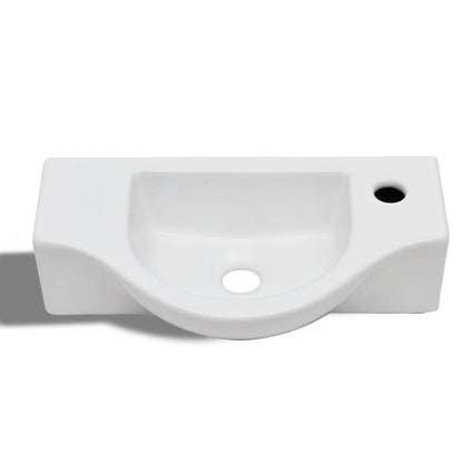 Ceramic Bathroom Sink Basin with Faucet Hole White - 450×250×120mm