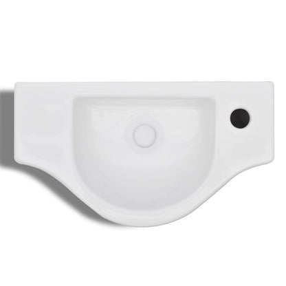 Ceramic Bathroom Sink Basin with Faucet Hole White - 450×250×120mm