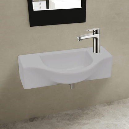 Ceramic Bathroom Sink Basin with Faucet Hole White - 450×250×120mm