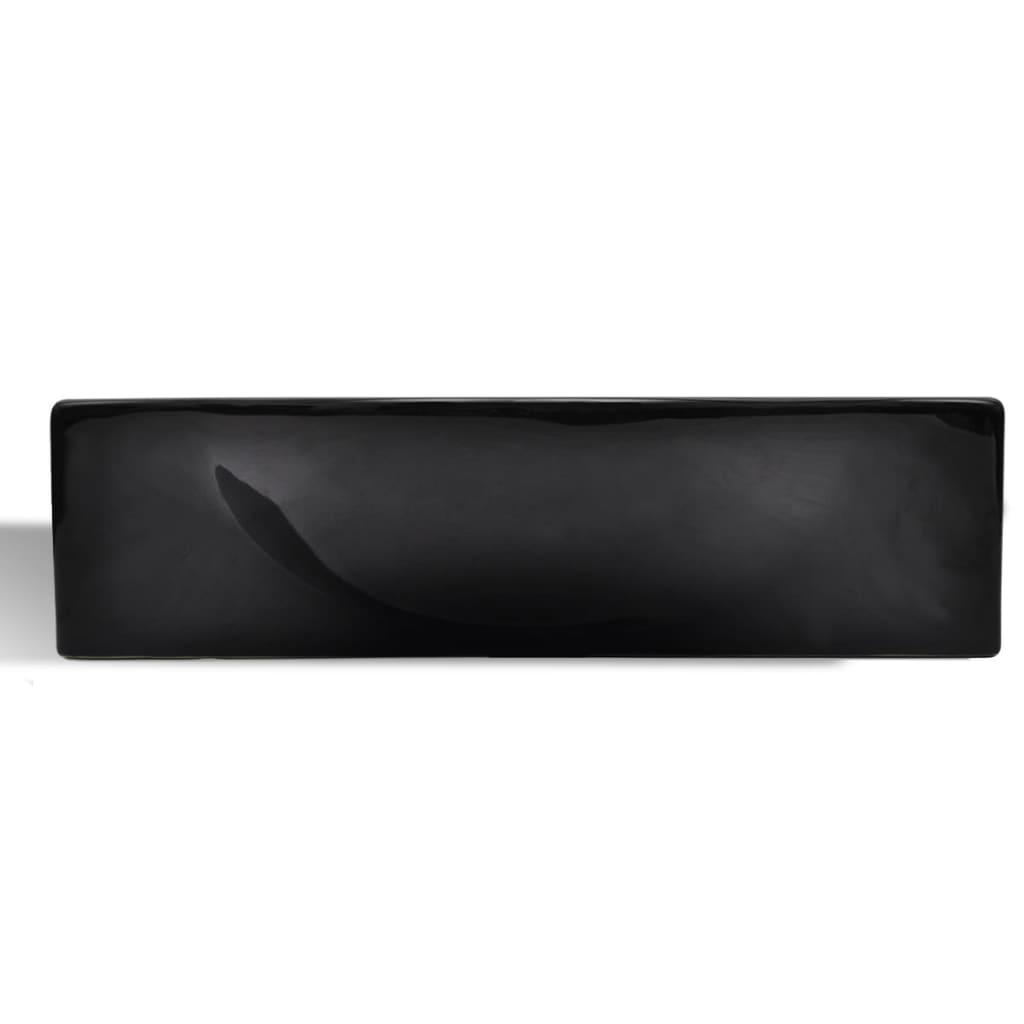 Ceramic Bathroom Sink Basin with Faucet Hole Black - 450×250×120mm