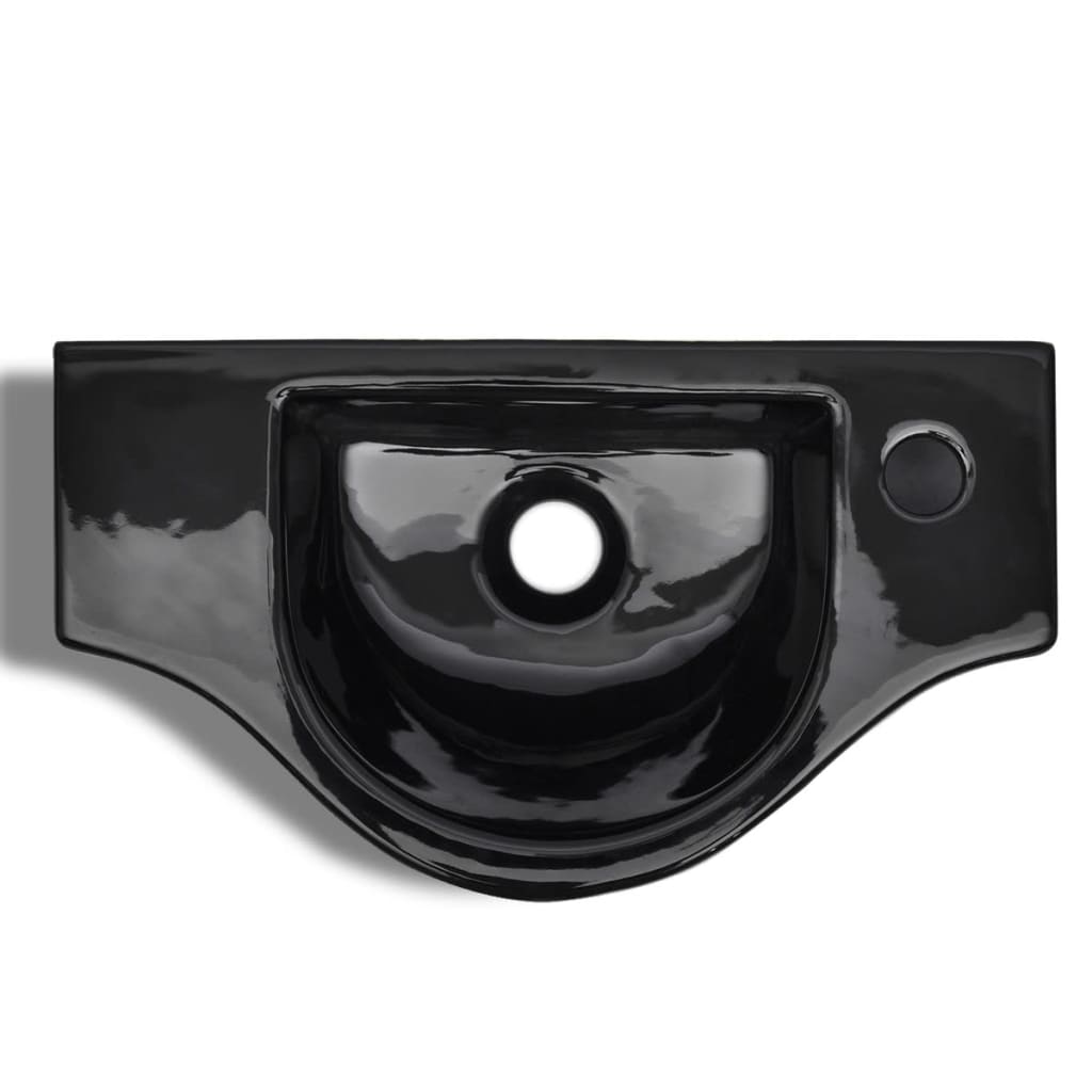 Ceramic Bathroom Sink Basin with Faucet Hole Black - 450×250×120mm