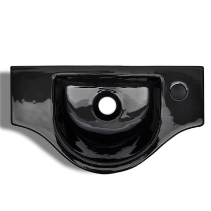 Ceramic Bathroom Sink Basin with Faucet Hole Black - 450×250×120mm
