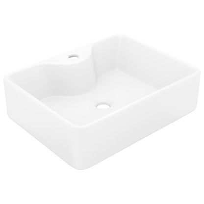 Ceramic Bathroom Sink Basin with Faucet Hole White Square - 480×370×135mm