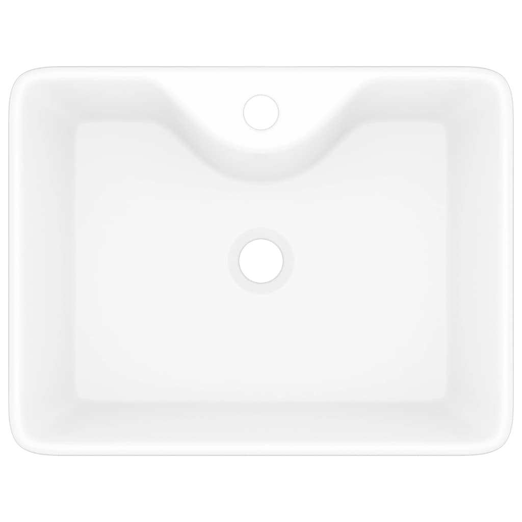 Ceramic Bathroom Sink Basin with Faucet Hole White Square - 480×370×135mm