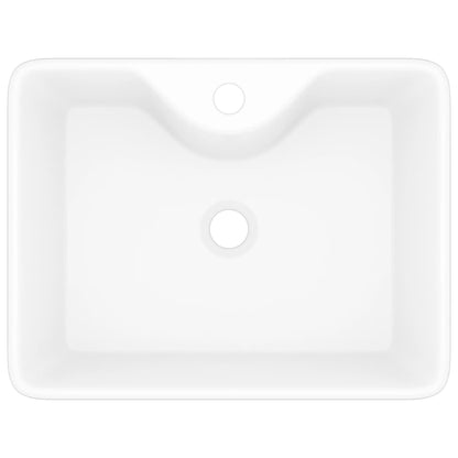 Ceramic Bathroom Sink Basin with Faucet Hole White Square - 480×370×135mm