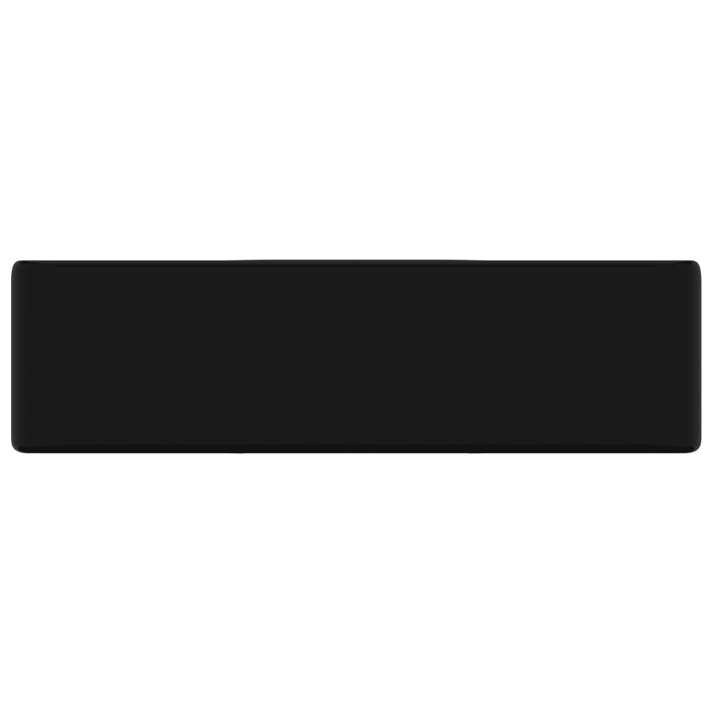 Ceramic Bathroom Sink Basin with Faucet Hole Black Square - 480×370×135mm