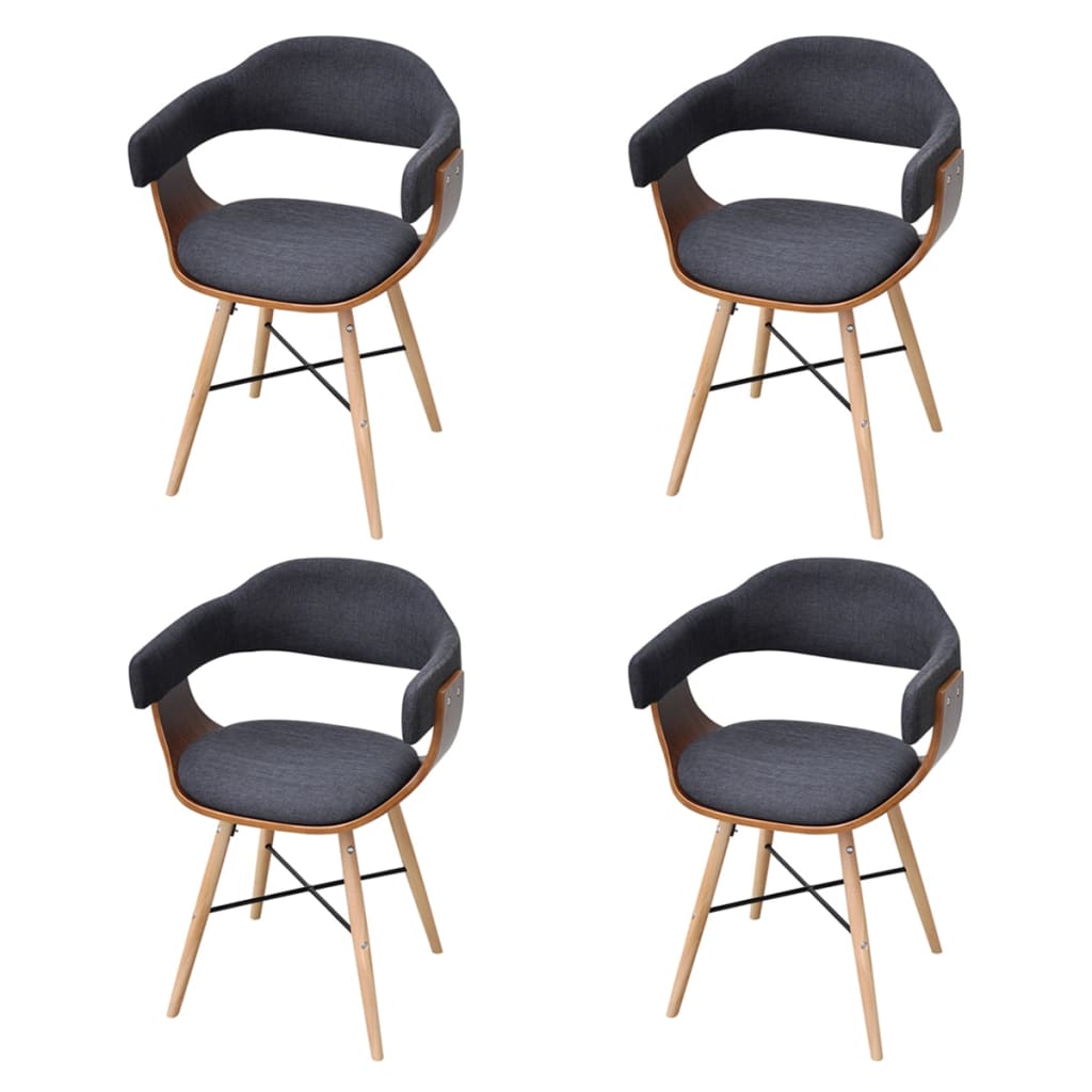 Dining Chairs 4 pcs Dark Grey Bent Wood and Fabric - 53×45×76cm