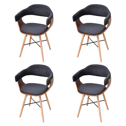 Dining Chairs 4 pcs Dark Grey Bent Wood and Fabric - 53×45×76cm