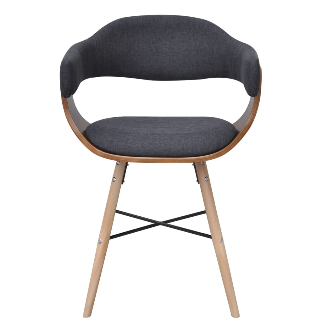 Dining Chairs 4 pcs Dark Grey Bent Wood and Fabric - 53×45×76cm