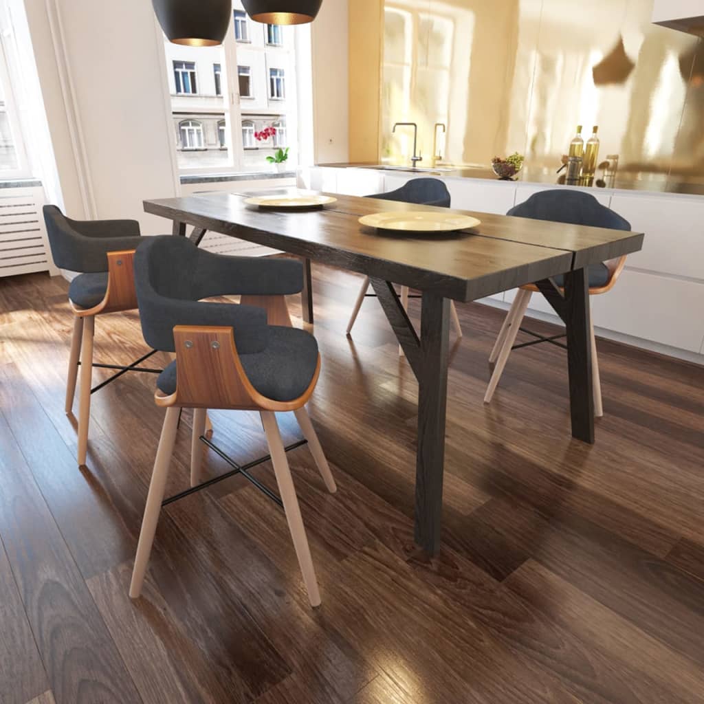 Dining Chairs 4 pcs Dark Grey Bent Wood and Fabric - 53×45×76cm