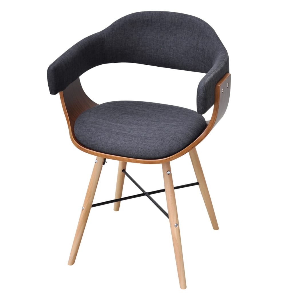 Dining Chairs 6 pcs Dark Grey Bent Wood and Fabric - 53×45×76cm