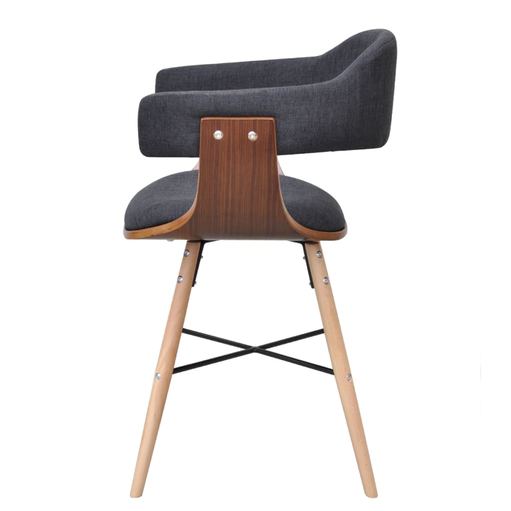 Dining Chairs 6 pcs Dark Grey Bent Wood and Fabric - 53×45×76cm